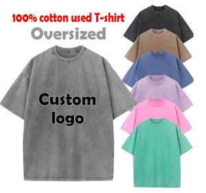 Style Oversized Acid Wash Streetwear Distressed Custom logo Printing <b>Canvas</b> Fabric Breathable High Quality 100% Men's T-shirts - Product Image 6