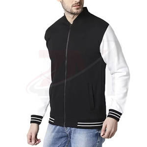 Vestes noires et blanches pour hommes, logo personnalisé avec lettres propres, 100% coton molletonné, vente en gros, stock disponible, qualité de marque, personnalisable - Product Image 3