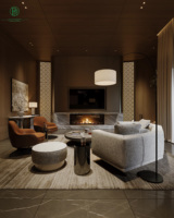 Comptoir de bar commercial sur mesure pour hôtel avec vitrine à vin LED et séparateur métallique incurvé pour projet de hall d'hôtel ou restaurant