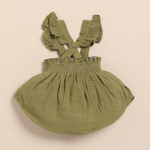 Ensemble haut sans manches à volants vert olive biologique avec bloomer Vêtements pour bébé de qualité supérieure - Product Image 3
