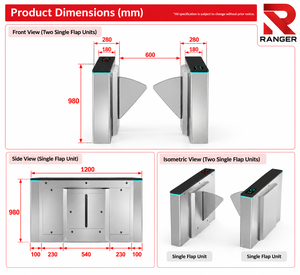 Torniquete de entrada de alta velocidad con barrera de solapa elegante y eficiente, sistema de entrada seguro de diseño moderno, proveedor de Malasia - Product Image 2