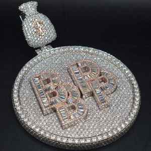 Colgante de Letra Inicial de Joyería Hiphop, Plata de Ley 925 con Diamante Moissanita VVS y Logotipo de Bolsa de Dinero, Estilo Iced Out - Product Image 3