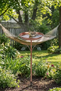 Outdoor Art Deco Metal Powder Coated <b>Bird</b> Bath Bowl Feeder <b>Stand</b> with Decorative Water Basin for Yard Patio Lawn - Product Image 3