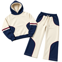 Ensemble de survêtement décontracté Nexfit personnalisé pour homme, avec sweat à capuche et pantalon de jogging, en polaire color block 100 % coton, grandes tailles, vente en gros OEM ODM
