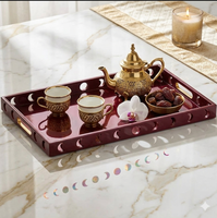 Plateau de service islamique pour l'Aïd Moubarak, décoration élégante pour la maison et les événements, plateau laqué pour le Ramadan