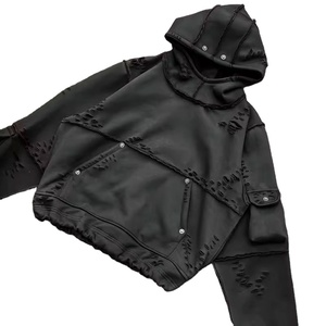 Logo personnalisé unisexe hiver hommes Vintage sweats à capuche en détresse sweat à capuche graphique pull lavé à l'acide sweats à capuche 100% coton - Product Image 5