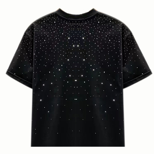 เสื้อยืดโอเวอร์ไซส์สีดำสำหรับผู้ชาย ลายจุดกลิตเตอร์ แขนสั้น คอกลม สไตล์ลำลอง สตรีทแวร์ ผ้าโพลีเอสเตอร์ทอ ทรงพอดีตัว - Product Image 6