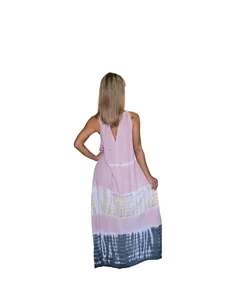 ชุดเดรสแม็กซี่ผ้าเรยอนลายมัดย้อมสไตล์โบโฮสำหรับผู้หญิง ชุดเดรสแขนกุดทรงพลิ้ว น้ำหนักเบา เหมาะสำหรับใส่ไปเที่ยวชายหาดในฤดูร้อน - Product Image 3