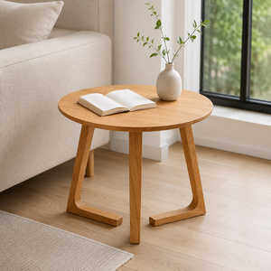 Light <b>Oak</b> Coffee <b>Table</b> Sculptural Legs Natural Wood Grain Finish Modern Living Room Home Decor Furniture Designs Navyani Arts - Product Image 1