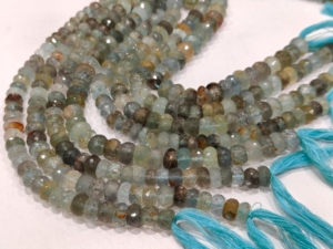 Eminent Jewel - Hilo de Cuentas de Piedras Preciosas de Aguamarina Musgo Azul Natural, Facetadas en Forma de Rondelle, de 8-9 mm, 8 Pulgadas de Largo, para la Fabricación de Joyas - Product Image 5