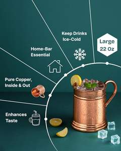 Taza de Cobre Moscow Mule Grande Personalizada de 18 oz, Hecha a Mano, Ecológica, Reutilizable, Mantiene las Bebidas Frías, Jarra de Cerveza - Product Image 6