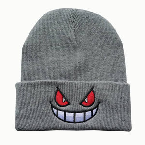 Chapeau tricoté brodé personnalisé avec des dessins animés pour l'automne et l'hiver, bonnets chauds pour adultes, style décontracté - Product Image 5
