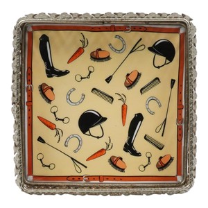 Bandeja Decorativa Plateada para Regalo, Bandejas Metálicas para Frutas, Galletas y Aperitivos con Base Elevada, Bandejas Esmaltadas Personalizadas con Estampado de Accesorios Ecuestres 2026 - Product Image 5