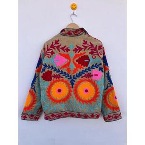 Handmade High Quality Embroidered Knitted Breathable Coteries Suzani Open Front Winter Varsity <b>Jacket</b> 100% Cotton Eco-Friendly - Product Image 6