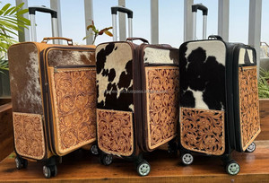 2025 nouveau personnalisé Vintage usiné à la main en cuir Trolley bagages valise voyage Spinner avec Style à la mode pour les voyages d'affaires - Product Image 4