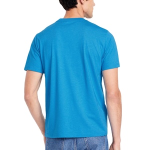 T-shirt unisexe bleu en coton 100% respirant pour l'été, décontracté pour le streetwear, doux, fabriqué par BS - Product Image 5