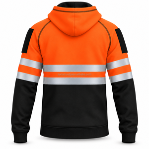 Sudadera de Seguridad Reflectante de Alta Visibilidad, Unisex, Certificación CE, Secado Rápido, Negra y Naranja, Venta al Por Mayor, Personalizable - Product Image 4