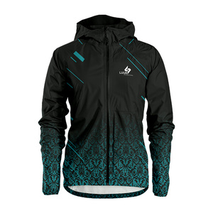 Personalized <b>Men's</b> Hooded Windbreaker Jacket Black Teal Pattern Sublimation Print Quick Dry Sporty Autumn Wear <b>Pullover</b> Style - Product Image 2
