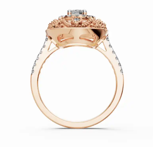 Anillo de Diamantes de Diseño Vintage con Halo Ornamentado, con un Peso Total de 0612 Quilates y 33 Piedras Brillantes - Product Image 4