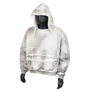 Sudadera con Capucha Premium Personalizada, Diseño Desgastado y Dibujado a Mano, Lavado Vintage, Forro de Waffle de Doble Capa, Corte Recortado para Hombre - Product Image 1