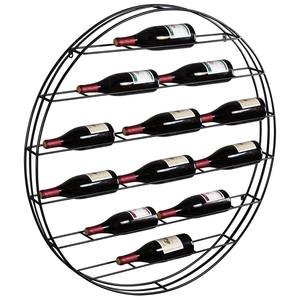 Moderno Botellero Circular de Metal Negro para Montar en la Pared, Almacenamiento para 12 Botellas, Porta Botellas de Vino Redondo Grande de Estilo Industrial - Product Image 5