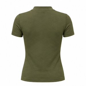 เสื้อยืดคอเต่าแขนสั้นทรงเข้ารูปสำหรับผู้หญิง สีเขียวมอส รุ่นโมเดิร์น ผ้าคอตตอนเจอร์ซีย์เนื้อนุ่ม WMNTS-0015 - Product Image 2