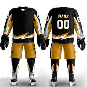 Ensembles de maillots de hockey sur glace unisexes en gros, 100 % polyester, respirants, séchage rapide, écologiques, personnalisables avec nom d'équipe, pour l'entraînement - Product Image 5