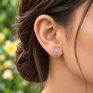 ต่างหูเพชรทรงเหลี่ยมมรกต 2 กะรัต เพชรเลี้ยงในห้องปฏิบัติการ ทองคำแท้ 14K ระดับ VVS ประดับด้วยเพชรแบบ Halo หรูหรา สำหรับเจ้าสาว เครื่องประดับชั้นดี สำหรับงานปาร์ตี้ ขายส่ง - Product Image 5