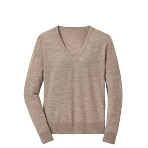 Sweat en molleton léger pour femme à manches longues pull de couleur unie doux mélange de coton-poly automne hiver et tenue décontracté - Product Image 1