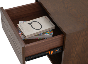 Mid-Century Modern Bed Side <b>Table</b> with Tapered Legs and <b>Walnut</b> Wood Grain Finish for Luxury Master Bedroom - Product Image 6