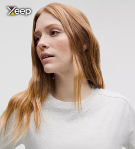 T-shirt décontracté pour femme XEEP personnalisé, respirant, léger, en tricot Spandex/Coton, uni, brodé, col en V, coupe ample - Product Image 3