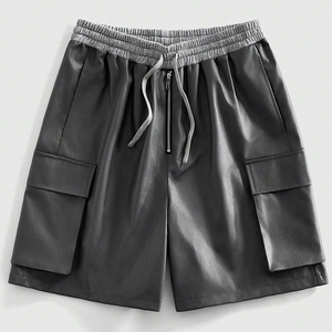 Shorts en cuir streetwear urbains, confortables, avec poche latérale, nouvelle collection, service OEM ODM, design personnalisé, fabrication sur mesure, meilleur design. - Product Image 1