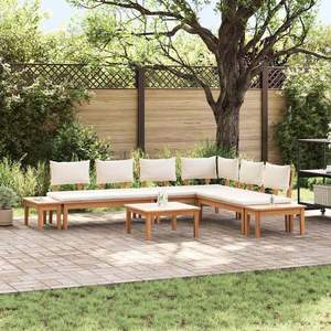 Ensemble de bancs de jardin en teck avec coussins, 6 places, mobilier d'extérieur, design contemporain, sièges de patio en bois massif - Product Image 1