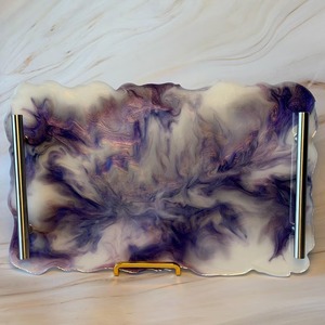 Handmade Epoxy Resin Serving <b>Tray</b> and Resin Decorative <b>Tray</b> for Living Room or Dining <b>Table</b> with Custom Color and Size Options - Product Image 2