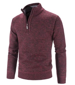 Suéter de Punto para Hombre, Otoño Invierno, Color Sólido, Manga Larga, Cuello Alto con Cierre, Cuello Redondo, Prenda Exterior con Patrón - Product Image 4