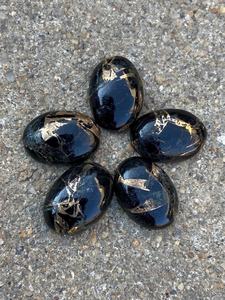 Turquesa Negra Cabujón Ovalado con Reverso Plano, Piedra Natural Suelta para Joyería - Product Image 2