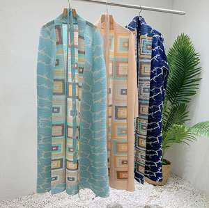 Abaya Musulmana Elegante para Mujer, Primavera 2025, Estilo Dubai, Oriente Medio, Estampado a Cuadros, Manga Larga, Largo hasta el Tobillo, Poliéster de Alta Calidad - Product Image 6