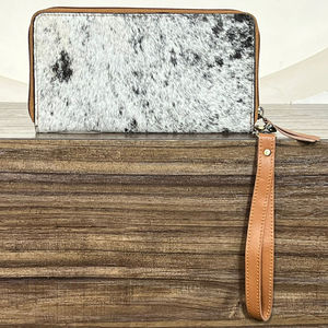 Wholesale High Quality Hand Tooled Leather Sunflower Design Brand Luxury Genuine Hair On Cowhide Leather Wallet <b>Purse</b> for Women - Product Image 5