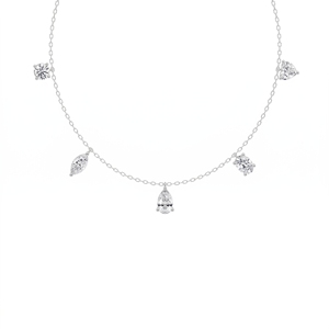 <b>Sterling</b> <b>Silver</b> 9KT,10KT, 14KT,18KT Askew Trinket <b>Necklace</b> for <b>Women</b> Mix Cut Lab Grown Diamond <b>Women</b> Premium Jewelry Gift - Product Image 1