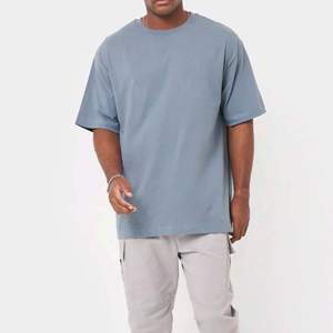 Heavy Cropped <b>Box</b> Fit T Shirt Blank Shirts High Quality Mock Neck Boxy Fit Oversize <b>Drop</b> Shoulder Men's T-shirts - Product Image 3
