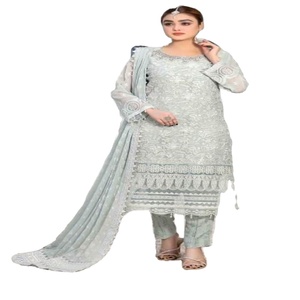 Ensemble Salwar Kameez semi-couture en viscose pour femme, style indien et pakistanais, avec broderie artisanale au design moderne – TAWAKKAL - Product Image 1