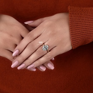 Anillo de Compromiso de Diamantes de Corte Ovalado para Mujer KIRTI JEWEL, Oro Amarillo, Estilo Clásico, Piedra Natural, Anillo de Oro Minimalista para Mujer - Product Image 6