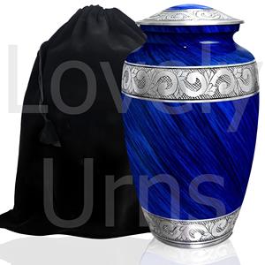 Juego de 2 urnas de cremación de aluminio Americurn, grandes para adultos, color azul eterno, 1 urna con collar, decorativa, hecha a mano, OEM, ODM, de fábrica. - Product Image 2