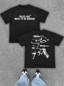 T-shirt noir oversize en coton doux avec graphisme typographique urbain, style streetwear, impression personnalisée, fournisseur de t-shirts pour hommes OEM - Product Image 2
