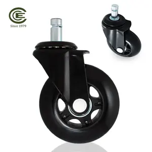 의자 바퀴 블랙 Suppliers-CCE Caster 3 Inch PU Black Rollerblade Office Rolling Chair Wheels