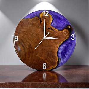 Purple Epoxy Wooden Wall <b>Clock</b> Unique Live Edge Resin Wall Art Handmade Rustic Home Decor One-of-a-Kind Timepiece. - Product Image 6