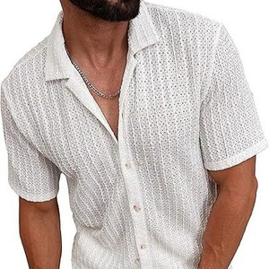 Chemise décontractée pour homme en tricot respirant, style européen et américain, été 2025, prix d'usine Chine Bangladesh, logo personnalisé OEM - Product Image 1