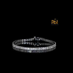 Emerald Cut Lab Grown Diamond Tennis Bracelet Eternity Link Bracelet 9K 14K 18K <b>Solid</b> <b>Gold</b> Fine Jewelry - Product Image 1