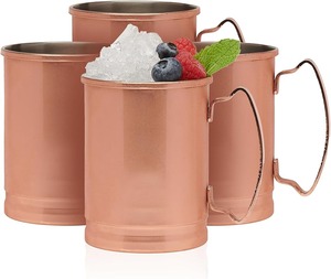 Ensemble de 4 tasses en cuivre pur pour café, thé, eau et bière, ensemble de 4 tasses en cuivre faites à la main pour la maison, la cuisine et le bar - Product Image 1