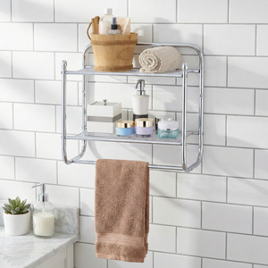 OEM Shopee EBay 2 niveles de metal moderno estante de pared Taiwán hogar almacenamiento fabricante artículos para el hogar organizador de baño Decoración - Product Image 2